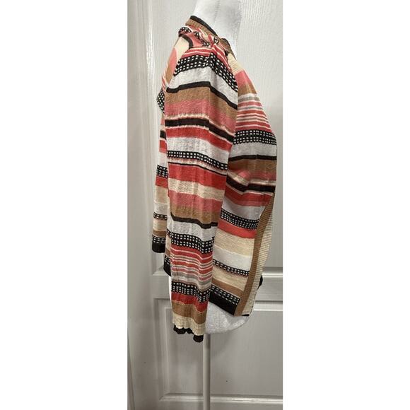 Nic + Zoe Cardigan Womens Multicolored Open Knit Linen Blend Cardigan Boho Small - Picture 2 of 8